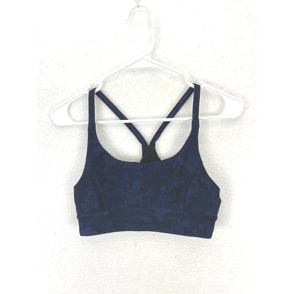 Lululemon Train Times Sports Bra Women's Size 8 Camo Navy Blue Camo Athletic - Picture 2 of 7